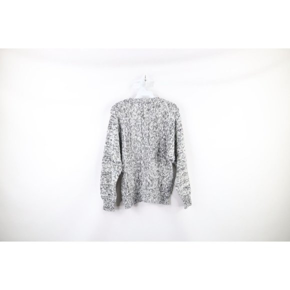 Vintage 70s Streetwear Medium Blank Big Button Chunky Knit Cardigan Sweater - Picture 5 of 7